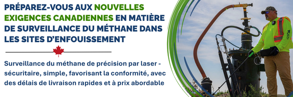 Technicien utilisant le détecteur portatif de méthane SEM5000 dans un site d’enfouissement.